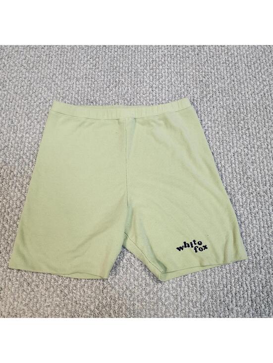 Pants - White Fox Light Green Ribbed Biker Shorts Size L